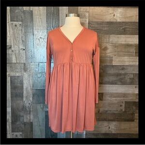 NWT! In Bloom mauve long sleeve a-line dress large garden party neutral gorpcore
